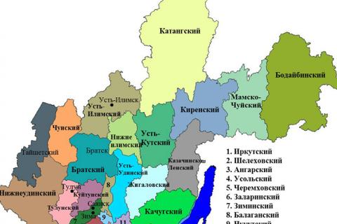 карта Иркутской области